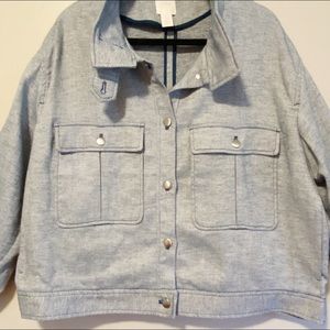 Blue and white H&M Moto Jacket NEVER WORN